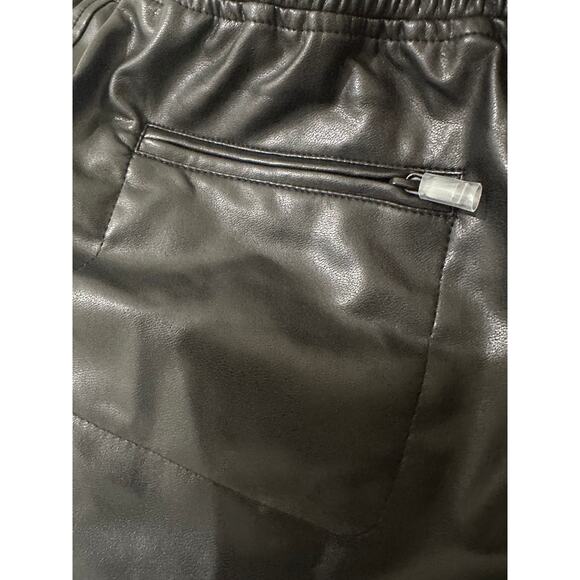 NWT David Lerner Soft Vegan Leather Relaxed Fit Black Blake Ankle Zip Joggers, S - Picture 7 of 11